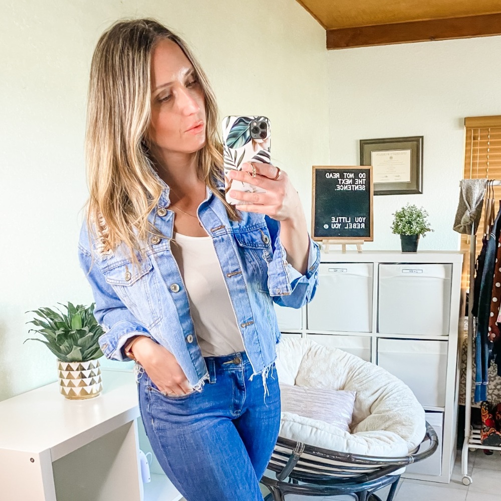 Forever21 Oversized Distressed Jean Jacket Small